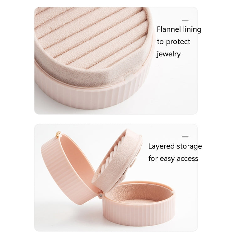 Portable Round Double Layers Ring Earrings Jewelry Storage Box