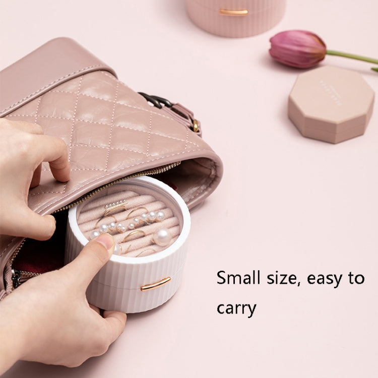 Portable Round Double Layers Ring Earrings Jewelry Storage Box