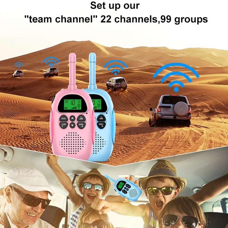 DJ100  Children Walkie-Talkie Wireless 3KM Call Outdoor Parent-Child Interactive Toy(1 Pink +1 Blue)