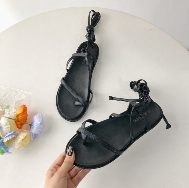 Ladies Summer Bohemian Style Flat Shoes Ankle Strap Toe Casual Sandals, Size: 35