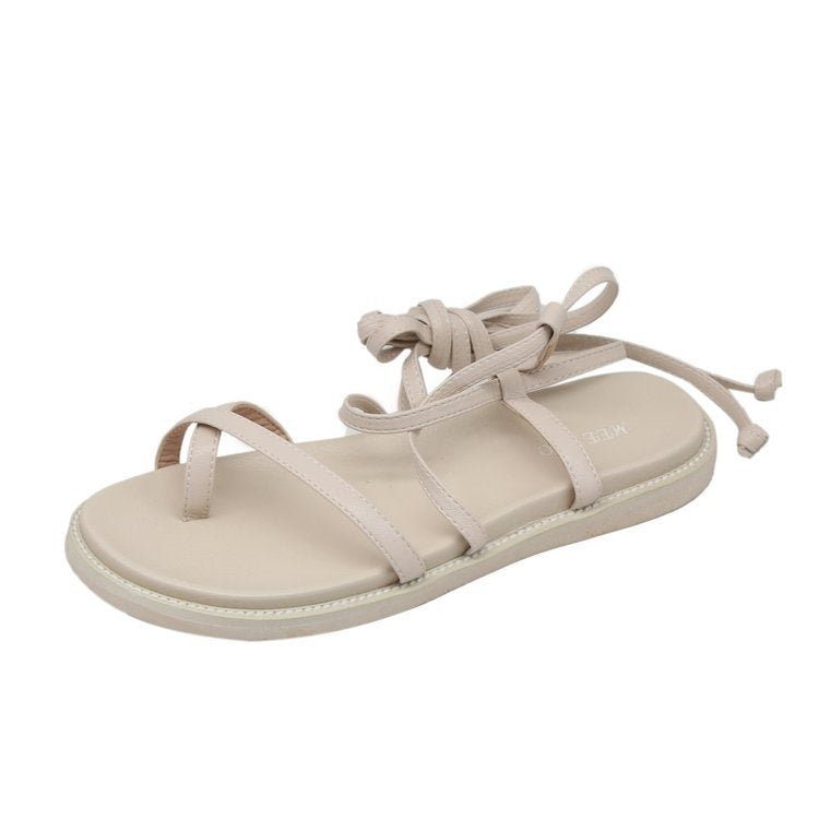 Ladies Summer Bohemian Style Flat Shoes Ankle Strap Toe Casual Sandals, Size: 36