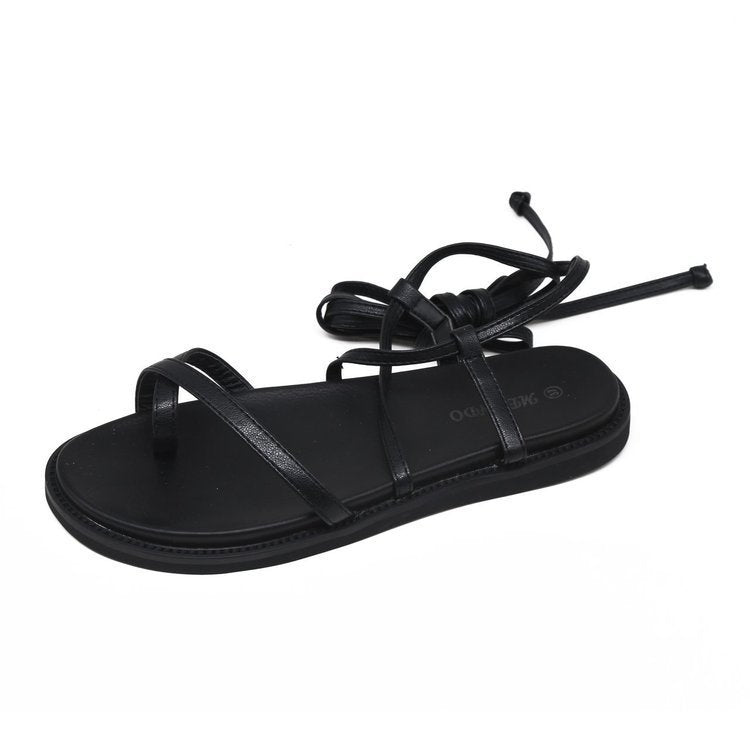 Ladies Summer Bohemian Style Flat Shoes Ankle Strap Toe Casual Sandals, Size: 36