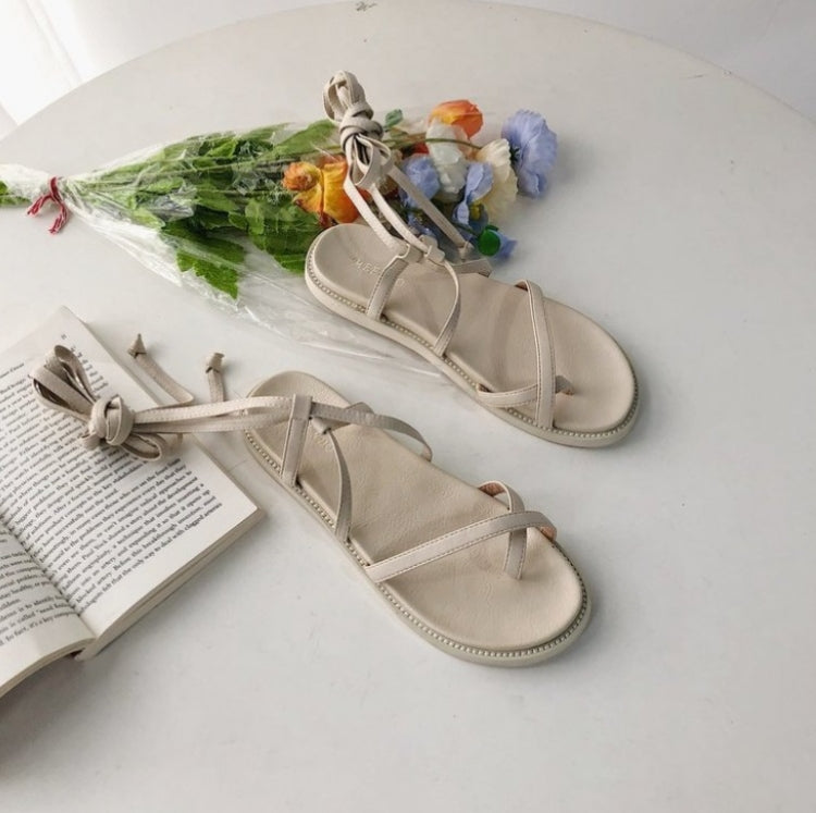 Ladies Summer Bohemian Style Flat Shoes Ankle Strap Toe Casual Sandals, Size: 37
