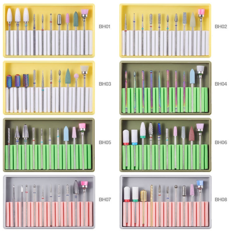 Nail Alloy Tungsten Steel Ceramic Grinding Machine Accessories Nail Grinding Heads Set Polishing Tool, Color Classification: BH-06