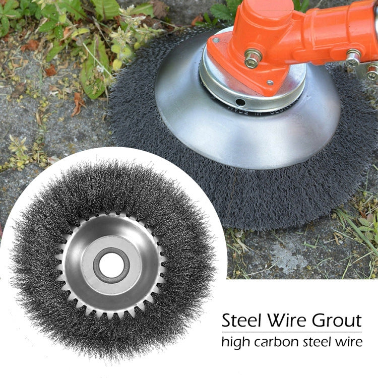 8 Inch  Lawn Mower Fine Wire Iron Block Rust Removal Wheel Floor Dust Removal Steel Wire