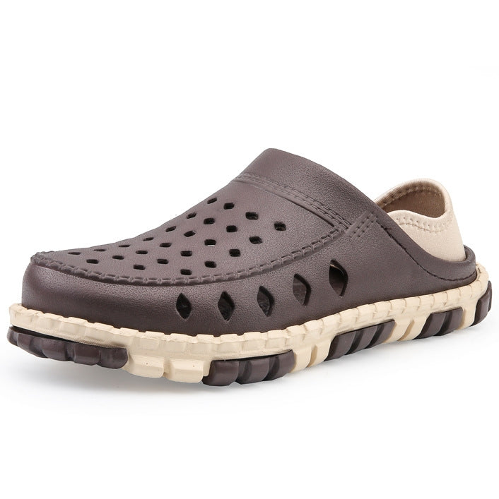 Summer Men Sandals Hollow Slippers Seaside Antiskid Beach Shoes, Size: 39