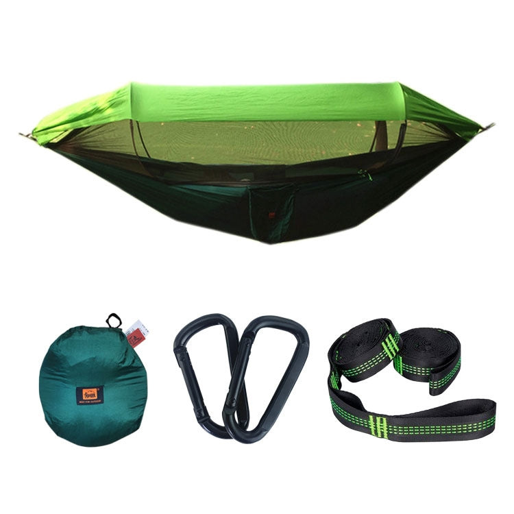 Parachute Cloth Anti-Mosquito Sunshade With Mosquito Net Hammock Outdoor Single Double Swing Off The Ground Aerial Tent 250x120cm (Ink Green / Grass Green)