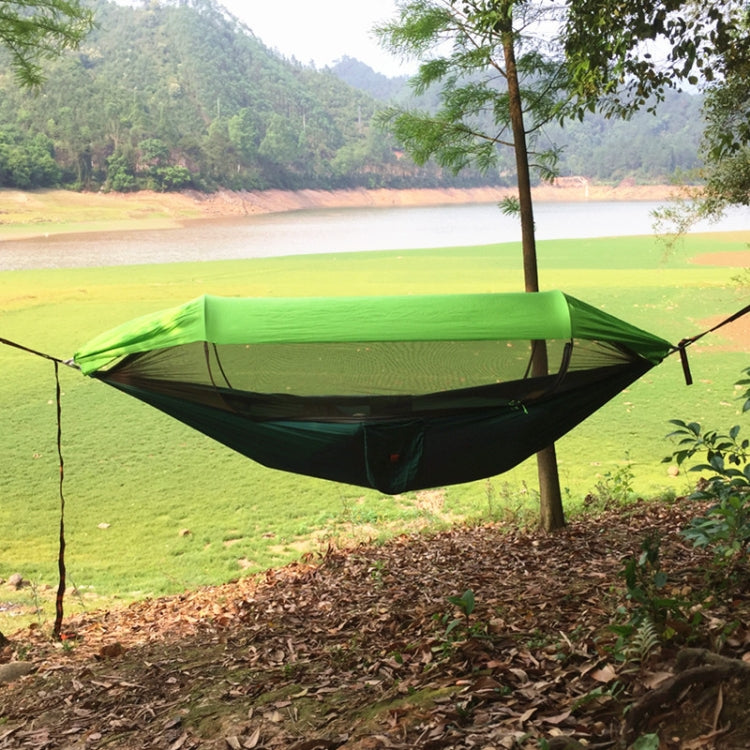 Parachute Cloth Anti-Mosquito Sunshade With Mosquito Net Hammock Outdoor Single Double Swing Off The Ground Aerial Tent 250x120cm (Ink Green / Grass Green)