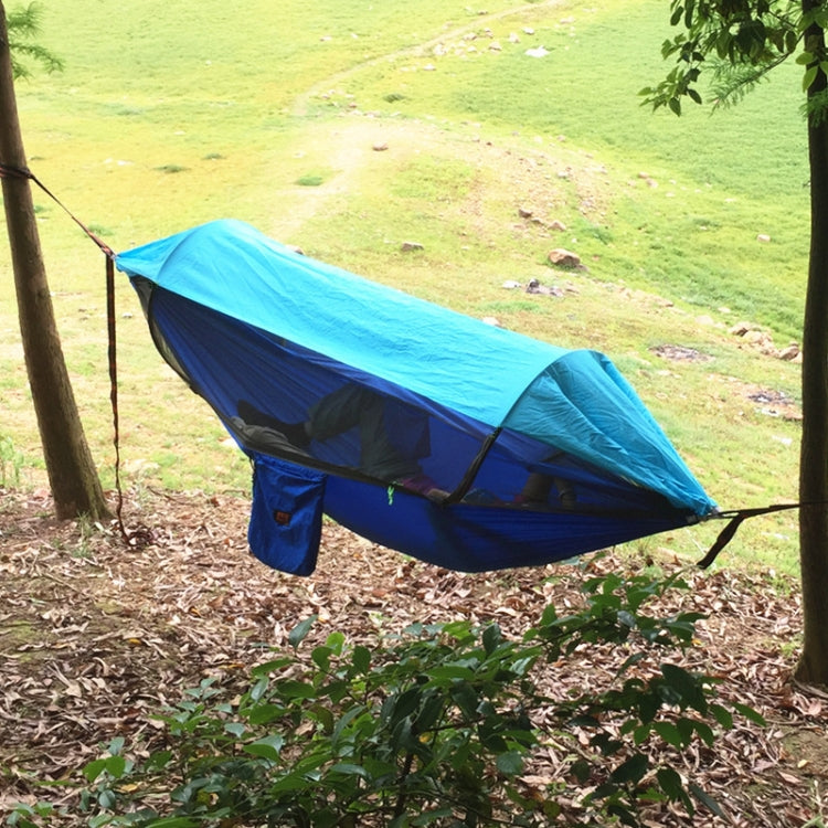 Parachute Cloth Anti-Mosquito Sunshade With Mosquito Net Hammock Outdoor Single Double Swing Off The Ground Aerial Tent 250x120cm (Blue / Light Blue)