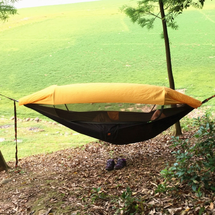Parachute Cloth Anti-Mosquito Sunshade With Mosquito Net Hammock Outdoor Single Double Swing Off The Ground Aerial Tent 250x120cm (Black / Orange)