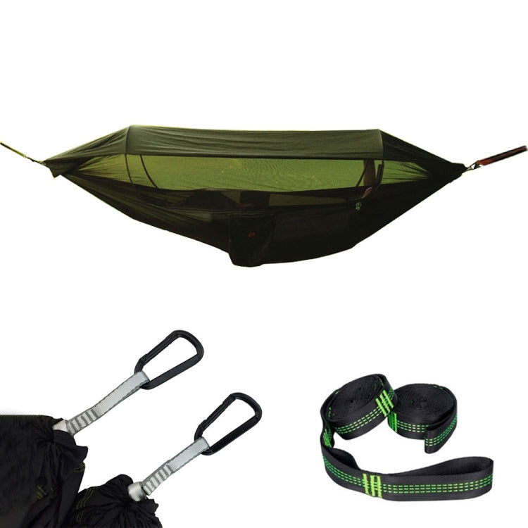 Parachute Cloth Anti-Mosquito Sunshade With Mosquito Net Hammock Outdoor Single Double Swing Off The Ground Aerial Tent 250x120cm (Army Green)