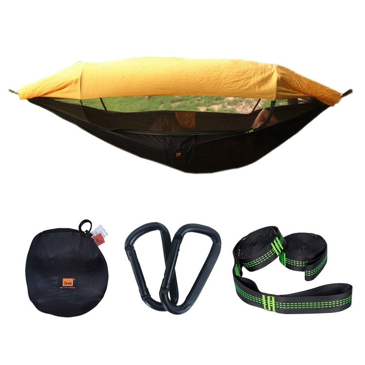 Parachute Cloth Anti-Mosquito Sunshade With Mosquito Net Hammock Outdoor Single Double Swing Off The Ground Aerial Tent 290x140cm (Black / Orange)