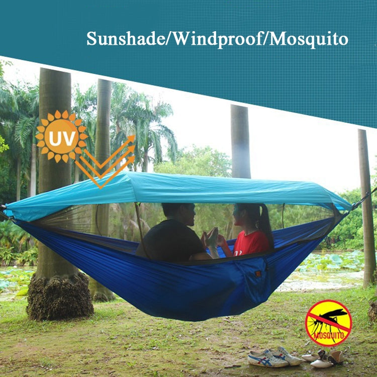 Parachute Cloth Anti-Mosquito Sunshade With Mosquito Net Hammock Outdoor Single Double Swing Off The Ground Aerial Tent 250 x 120cm (Pink Blue)