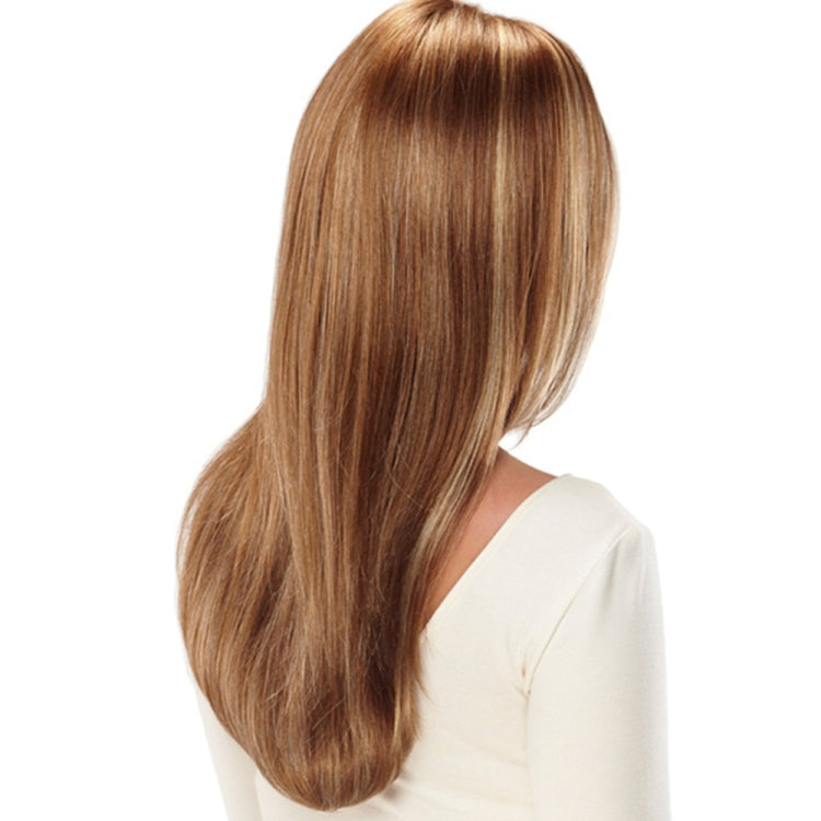 Ladies Long Straight Hair Synthetic Fiber Wig(Brown+Light Gold)