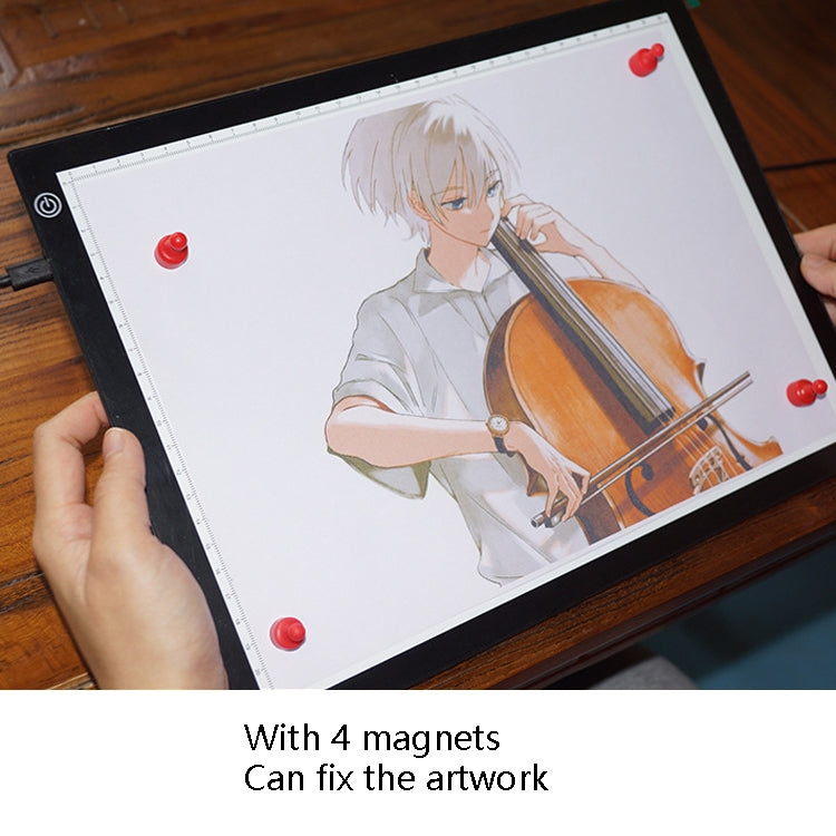 Copy Station Anime Drain Station LED Copy Board With Magnetic Suction Light Board Drawing Plate With USB Cable, Specification: A3 3 Gear Dimming (Black)