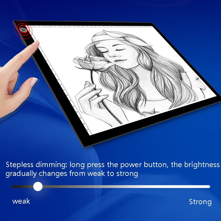 Copy Station Anime Drain Station LED Copy Board With Magnetic Suction Light Board Drawing Plate With USB Cable, Specification: A3 Stepless Dimming (Black)