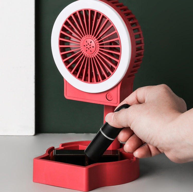 USB Charging Folding Fan With Lamp Student Bedside Table Fan With Mobile Phone Holder