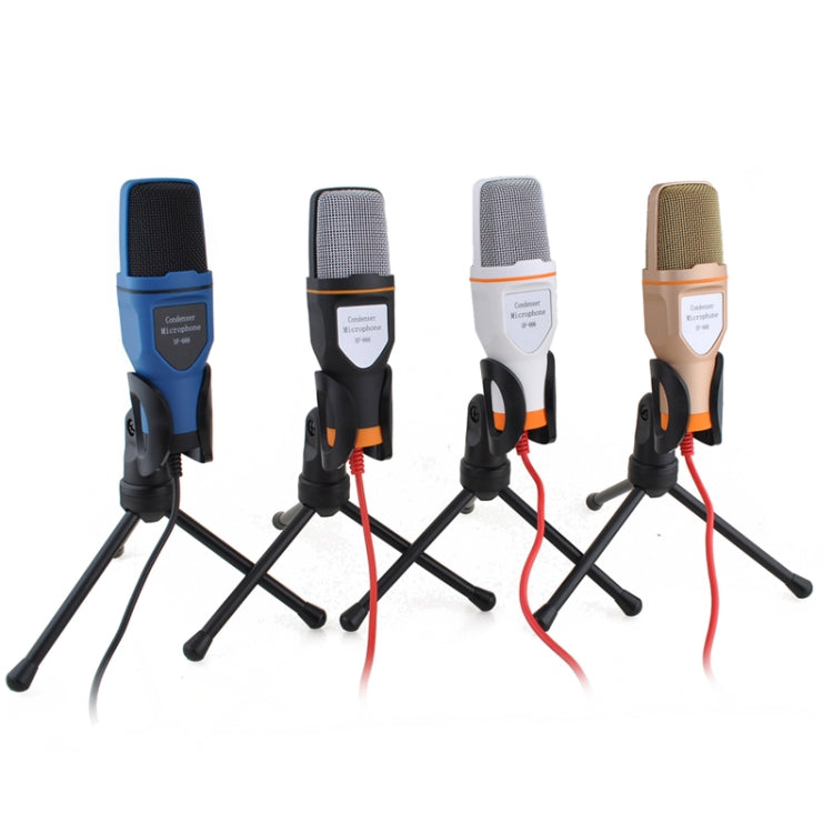 SF-666 Computer Voice Microphone With Adapter Cable Anchor Mobile Phone Video Wired Microphone With Bracketcket, Colour: White