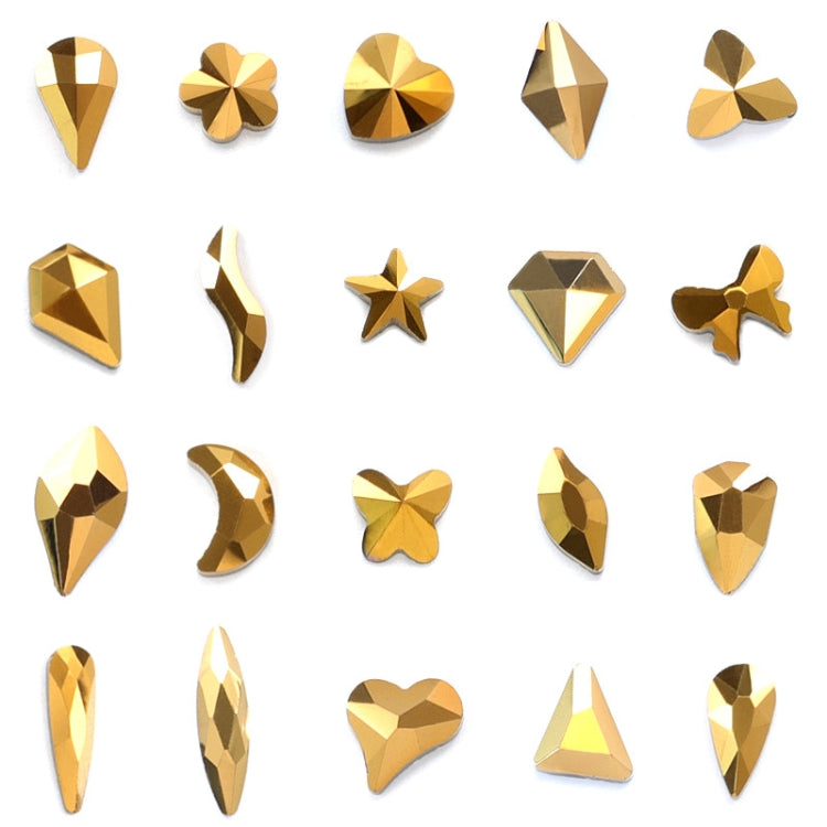 Super Flash Nail Jewelry Flat Drill Shaped Diamond Gold Full Drill Nails Art Decorations Crystals Set