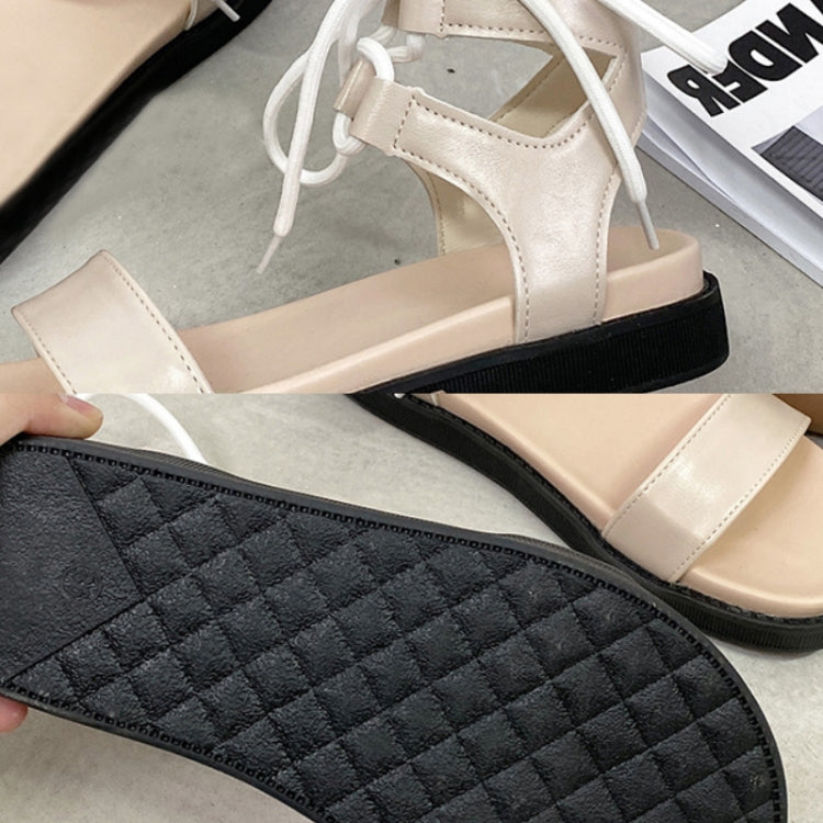 Flat Lace-Up Sandals Thick-Soled Comfortable Fashionable Roman Style Women Shoes, Size: 37