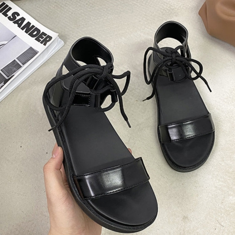 Flat Lace-Up Sandals Thick-Soled Comfortable Fashionable Roman Style Women Shoes, Size: 40