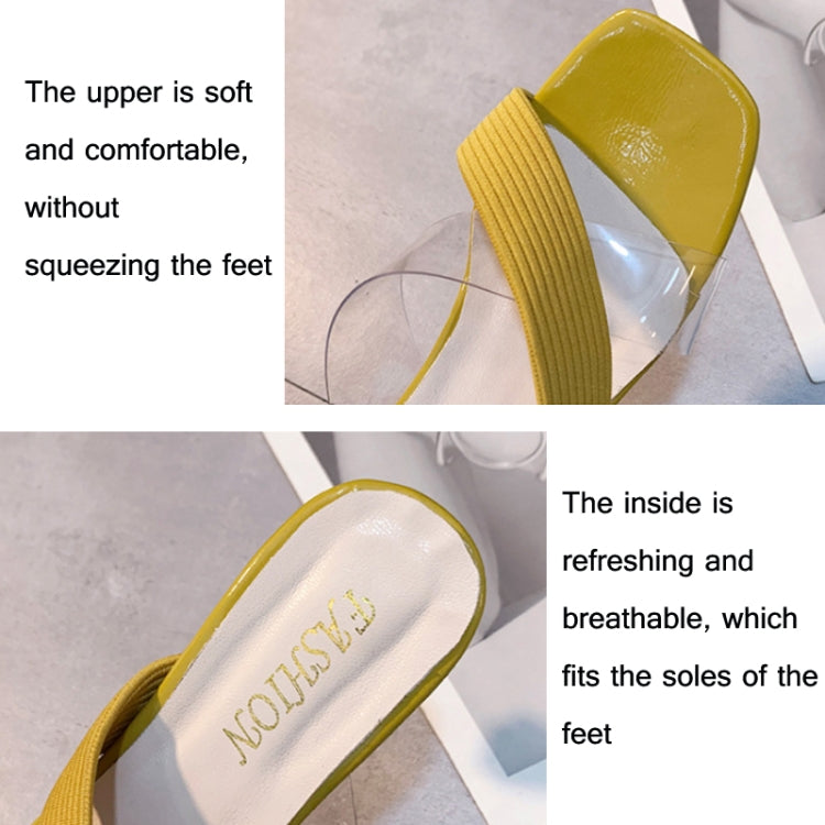 Ladies Outer Slippers Transparent Open Toe High Heel Sandals, Size: 37(Yellow)