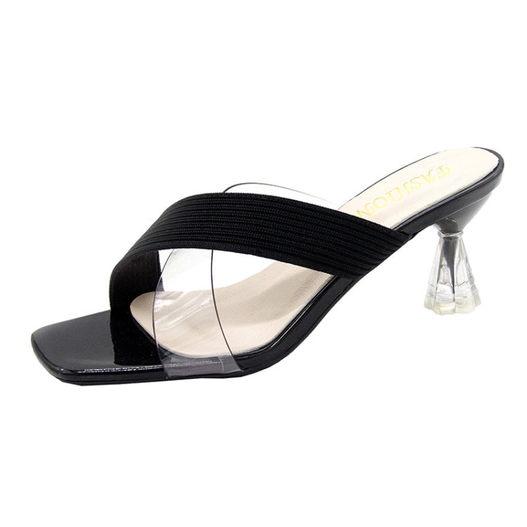 Ladies Outer Slippers Transparent Open Toe High Heel Sandals, Size: 39