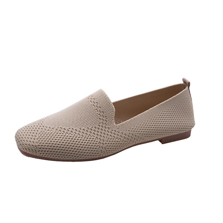 Women Square Toe Shallow Mouth Flat Beanie Shoes Soft Sole Comfortable Knitted Ballet Shoes, Size: 38