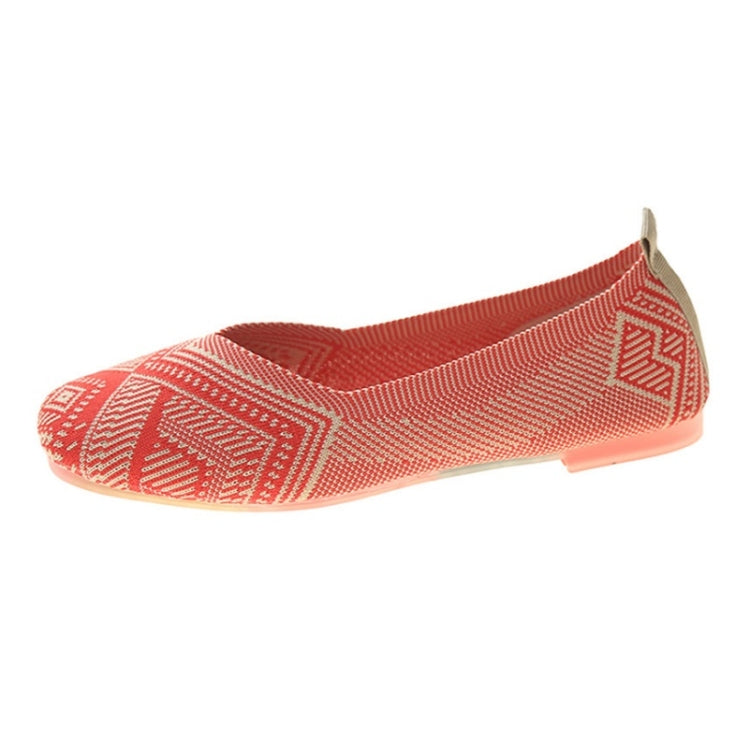 Women Square Toe Shallow Mouth Flat Beanie Shoes Soft Sole Comfortable Knitted Ballet Shoes, Size: 40