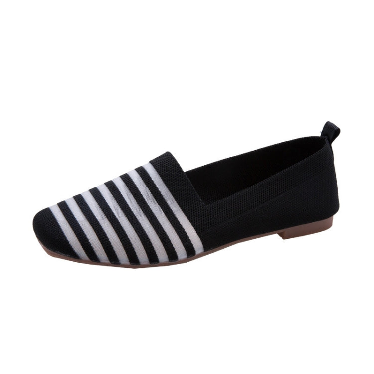 Women Square Toe Shallow Mouth Flat Beanie Shoes Soft Sole Comfortable Knitted Ballet Shoes, Size: 40