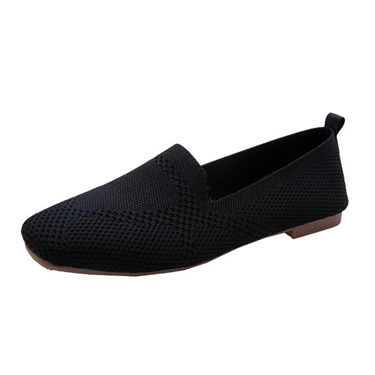 Women Square Toe Shallow Mouth Flat Beanie Shoes Soft Sole Comfortable Knitted Ballet Shoes, Size: 40