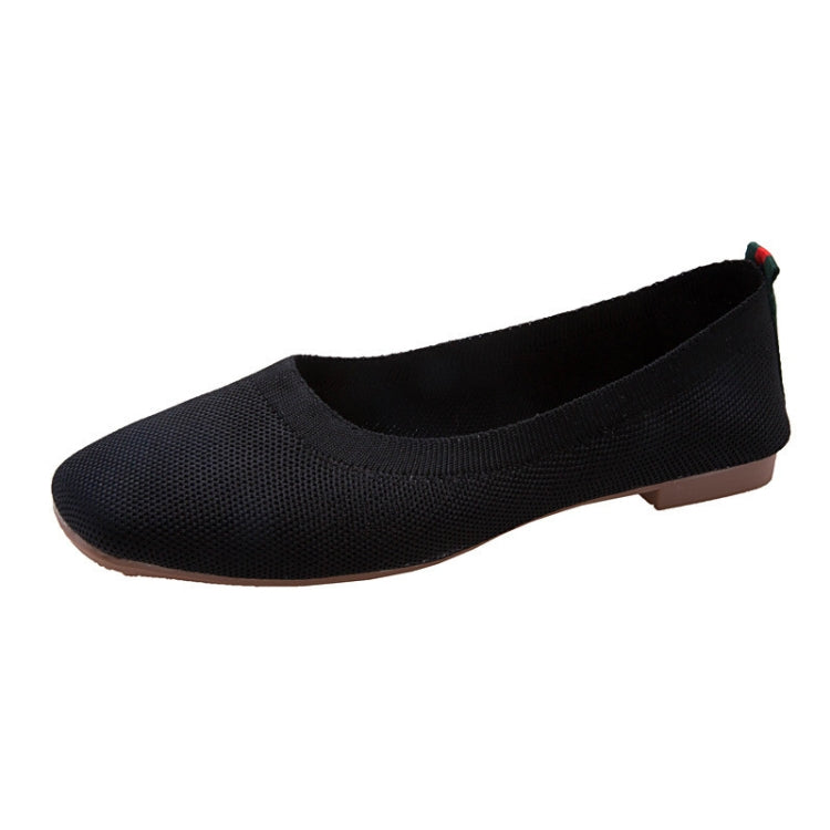 Women Square Toe Shallow Mouth Flat Beanie Shoes Soft Sole Comfortable Knitted Ballet Shoes, Size: 40