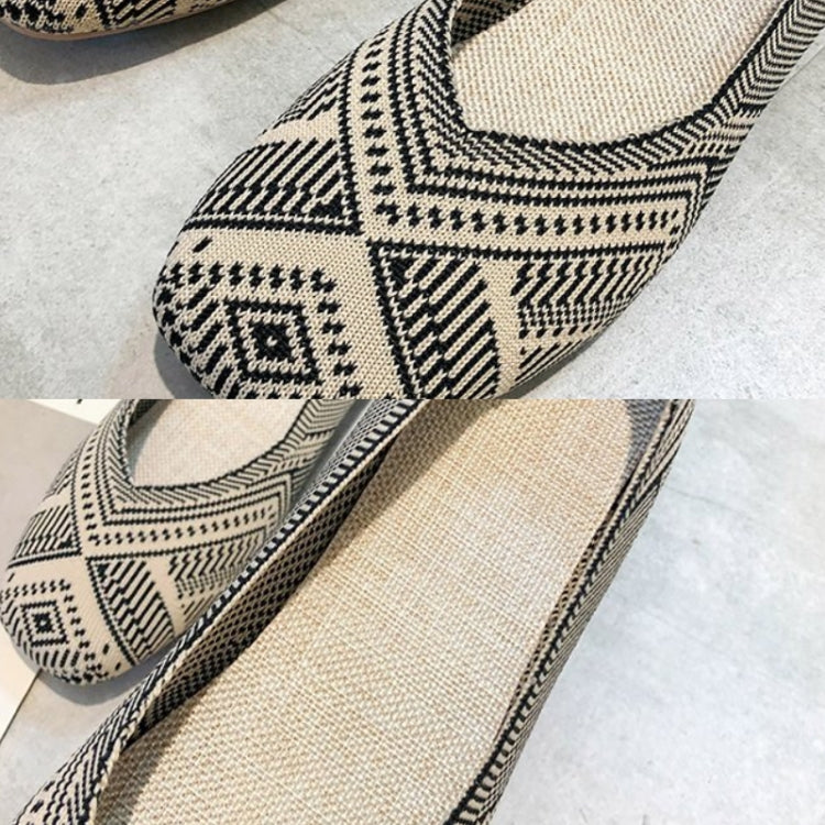 Women Square Toe Shallow Mouth Flat Beanie Shoes Soft Sole Comfortable Knitted Ballet Shoes, Size: 40