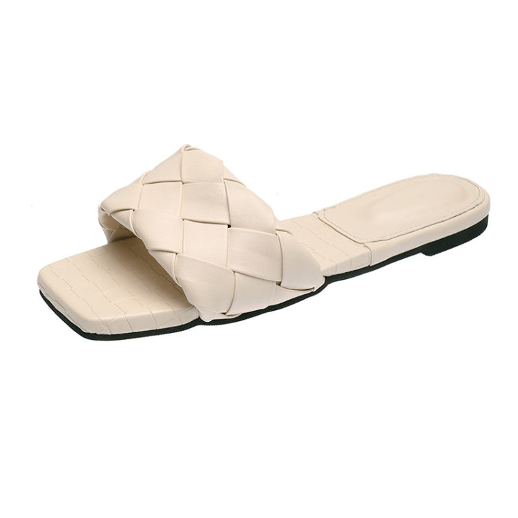 Ladies Flat Outer Wear Slippers Fashion Woven Sandals, Size: 40(Beige)