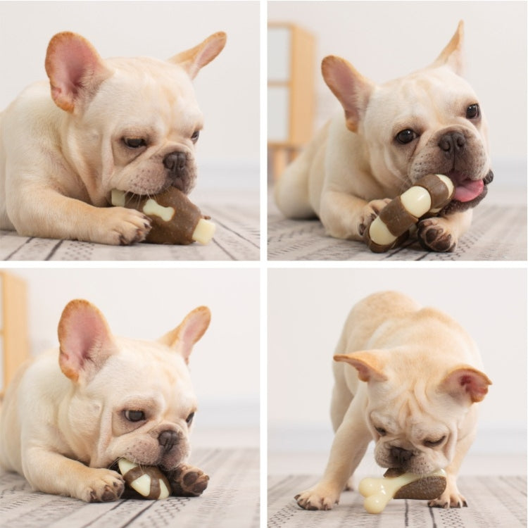 Pet Bite Resistant Toy Nylon Cowhide Molar Teeth Eating Play Bone Dog Toy, Specification: Small  (Hut Leg Bone)