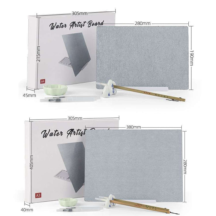 Writing Brush Water Calligraphy Practice Set Water Writing Board Reusable Water Writing Cloth A4