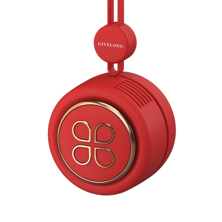 GIVELONG USB Charging Portable Fan Student Hanging Neck Type Leafless Fan