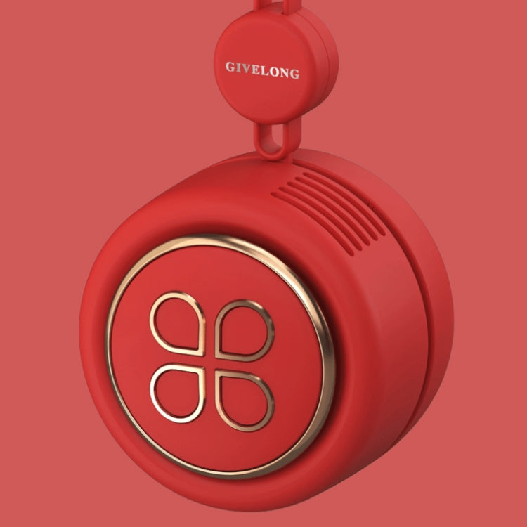 GIVELONG USB Charging Portable Fan Student Hanging Neck Type Leafless Fan
