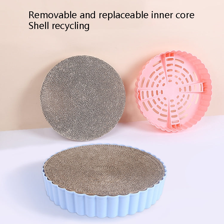 Cat Litter Round High-Density Wear-Resistant Plastic Shell Corrugated Cat Scratching Board Inner Core Can Be Replaced, Specification: Large Diameter 39.5cm