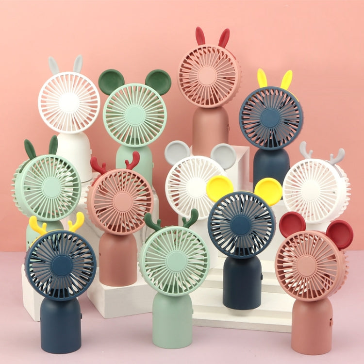 2 PCS USB Charging Mini Handheld Cartoon Fan Desktop Bedside Large Wind Fan Random Colour Style Delivery