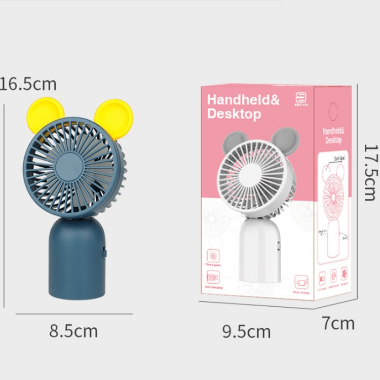 2 PCS USB Charging Mini Handheld Cartoon Fan Desktop Bedside Large Wind Fan Random Colour Style Delivery