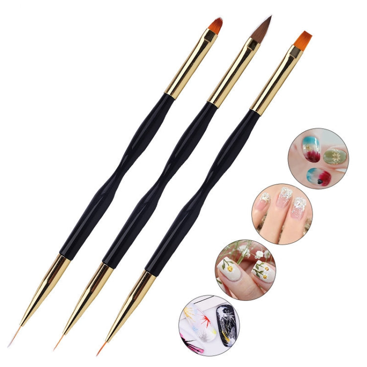 3 PCS Two-Purpose Cable Nail Pole Painting Flower And Pull Line Finger Brush Painting Pen(Set)