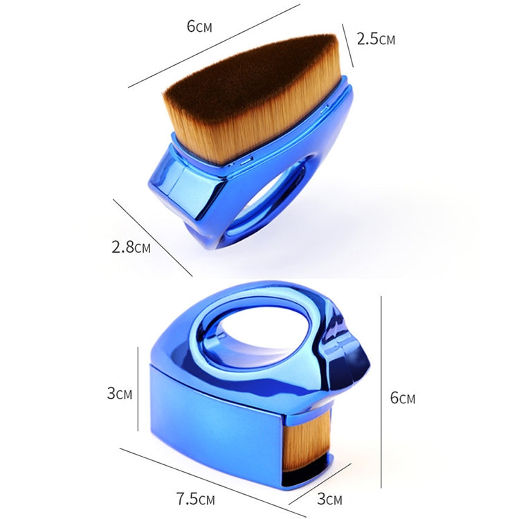 3 PCS Iron Foundation Brush Soft Hair Blush Powder Brush Repair Volume Loose Powder Brush Plating Blue Brown Hair (OPP Bag Packaging)