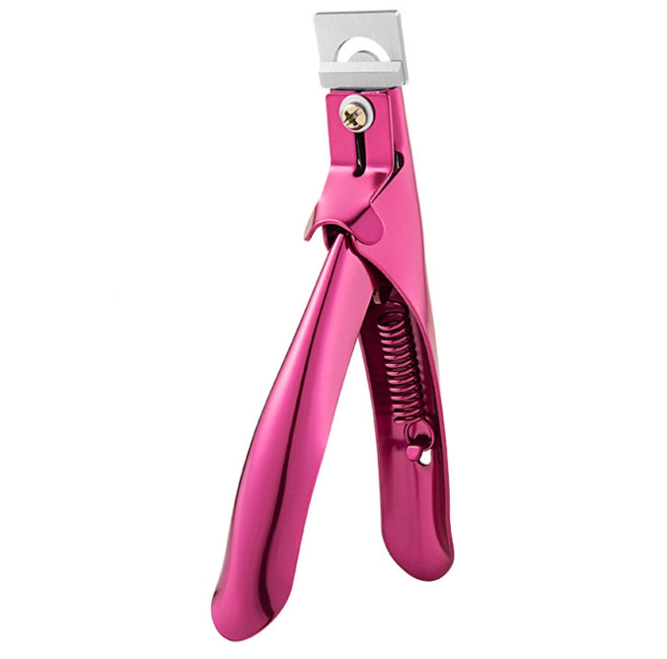 3 PCS Nail Word Cut French U-Shaped Cut Fake Nail Cut Stainless Steel Nail Knife, Color Classification: Electrophoretic Rose Red