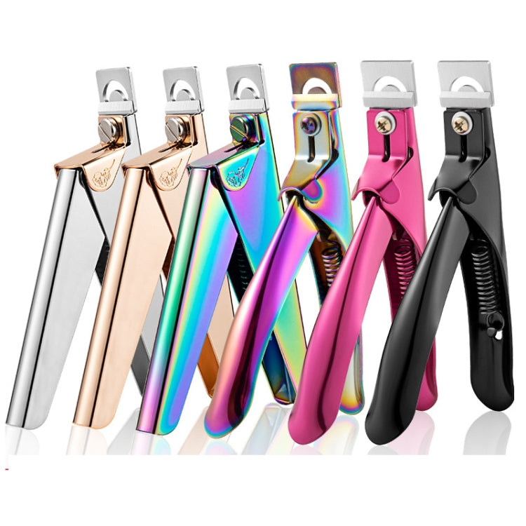 3 PCS Nail Word Cut French U-Shaped Cut Fake Nail Cut Stainless Steel Nail Knife, Color Classification: Electrophoretic Rose Red