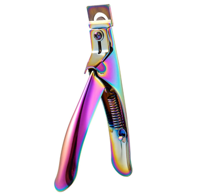 3 PCS Nail Word Cut French U-Shaped Cut Fake Nail Cut Stainless Steel Nail Knife, Color Classification: Colorful Titanium 2