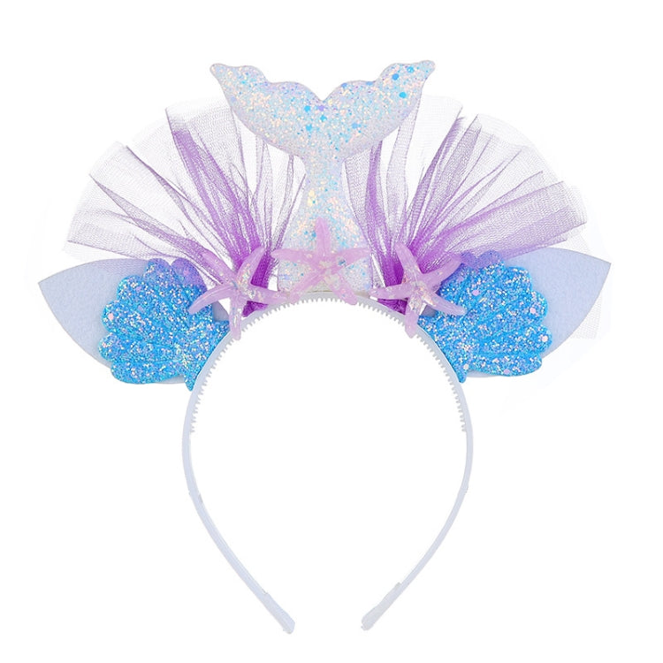 2 PCS Rainbow Mermaid Headband Children Party Hair Accessories Net Gauze Flower Animal Hair Accessories