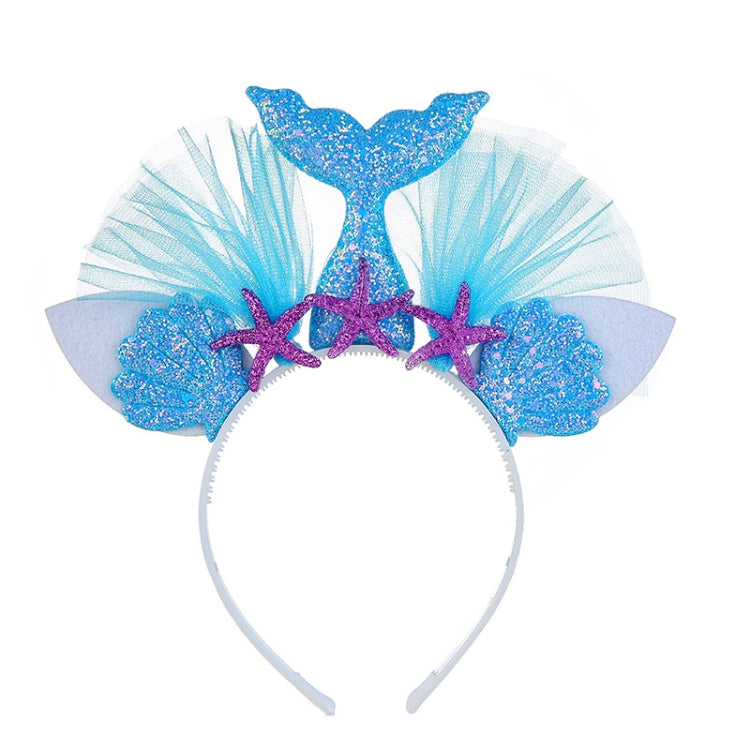 2 PCS Rainbow Mermaid Headband Children Party Hair Accessories Net Gauze Flower Animal Hair Accessories