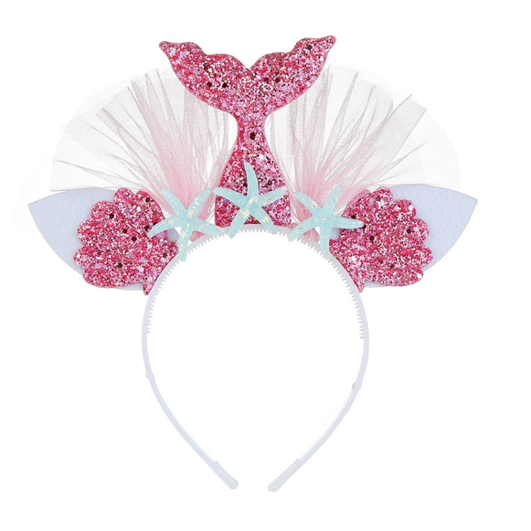 2 PCS Rainbow Mermaid Headband Children Party Hair Accessories Net Gauze Flower Animal Hair Accessories