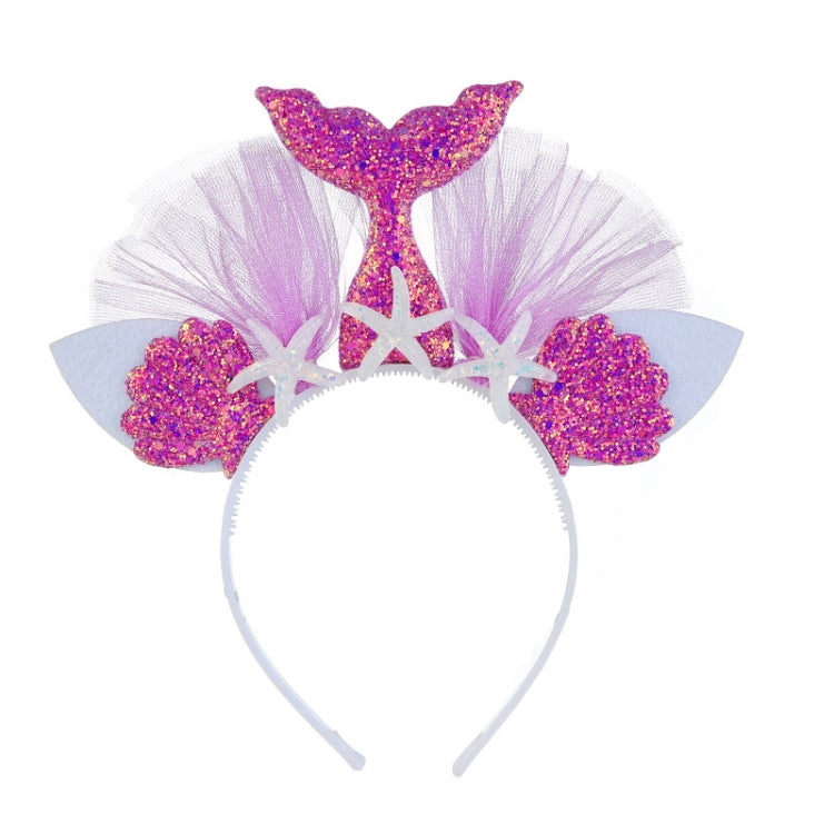 2 PCS Rainbow Mermaid Headband Children Party Hair Accessories Net Gauze Flower Animal Hair Accessories